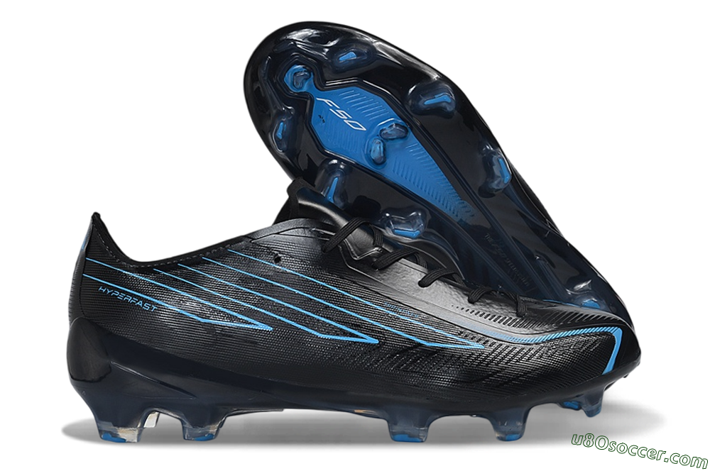 Adidas F50 Hyperfast Elite FG Firm Ground Soccer Cleats - Black/Core Black/Lucid Cyan 1