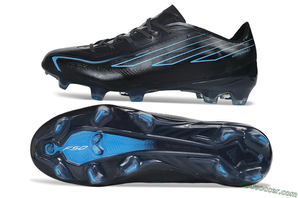 Adidas F50 Hyperfast Elite FG Firm Ground Soccer Cleats - Black/Core Black/Lucid Cyan 0