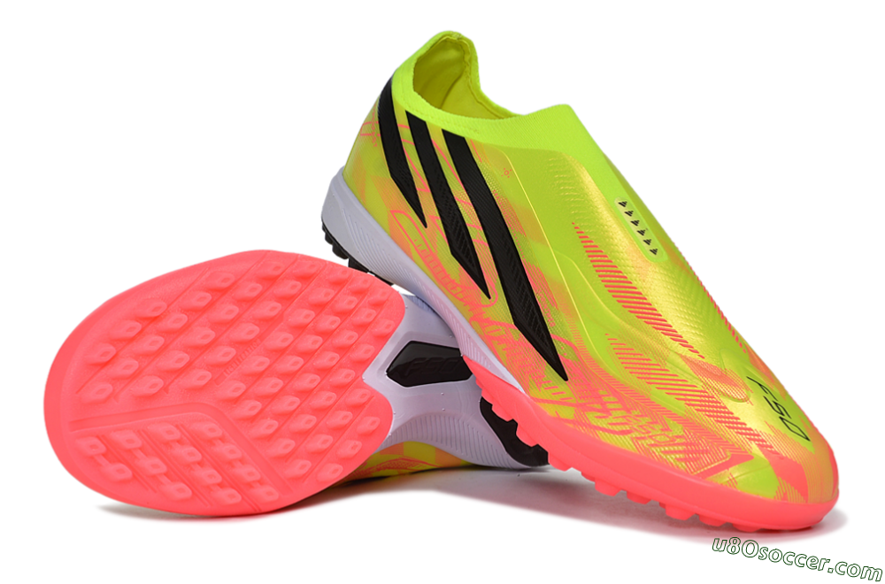 Adidas F50 Hyperfast Elite Laceless TF Artificial Turf Soccer Shoes - Yellow/Neon Green/Radiant Pink 3