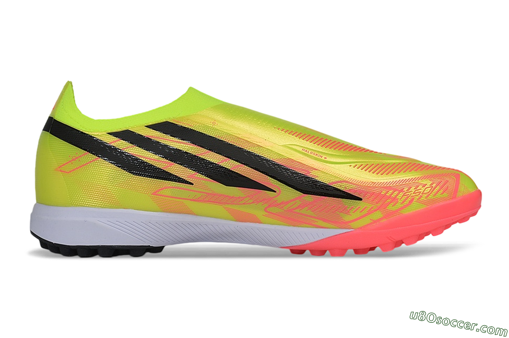 Adidas F50 Hyperfast Elite Laceless TF Artificial Turf Soccer Shoes - Yellow/Neon Green/Radiant Pink 7