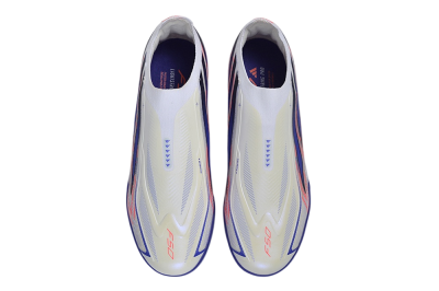 Adidas F50 Hyperfast Elite Laceless TF Artificial Turf Soccer Shoes - White/Vibrant Coral/Deep Blue