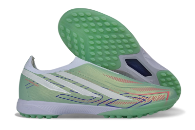 Adidas F50 Hyperfast Elite Laceless TF Artificial Turf Soccer Shoes - Green/Mint/Coral