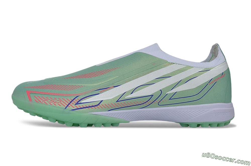 Adidas F50 Hyperfast Elite Laceless TF Artificial Turf Soccer Shoes - Green/Mint/Coral 2