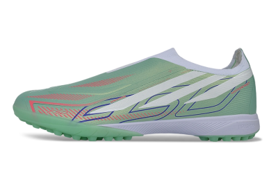 Adidas F50 Hyperfast Elite Laceless TF Artificial Turf Soccer Shoes - Green/Mint/Coral