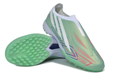 Adidas F50 Hyperfast Elite Laceless TF Artificial Turf Soccer Shoes - Green/Mint/Coral