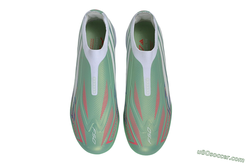 Adidas F50 Hyperfast Elite Laceless TF Artificial Turf Soccer Shoes - Green/Mint/Coral 4