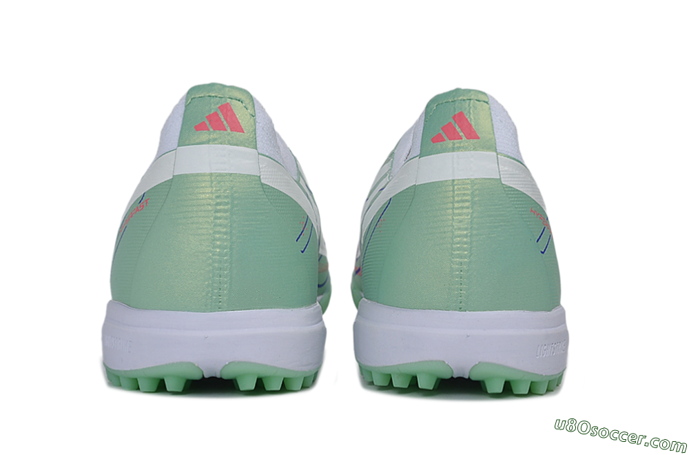 Adidas F50 Hyperfast Elite Laceless TF Artificial Turf Soccer Shoes - Green/Mint/Coral 5