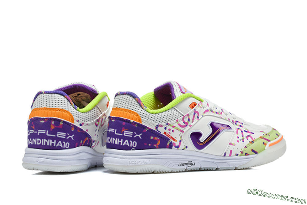 Joma Top Flex IC Indoor & Futsal Soccer Shoes - White/Multi-Color/Electric Purple 9