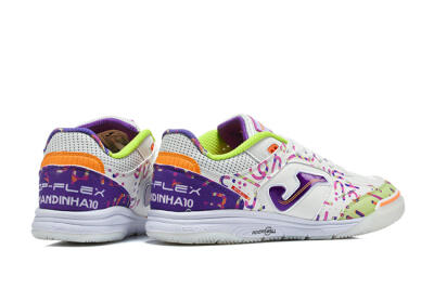 Joma Top Flex IC Indoor & Futsal Soccer Shoes - White/Multi-Color/Electric Purple