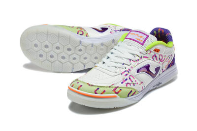 Joma Top Flex IC Indoor & Futsal Soccer Shoes - White/Multi-Color/Electric Purple