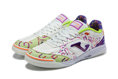 Joma Top Flex IC Indoor & Futsal Soccer Shoes - White/Multi-Color/Electric Purple