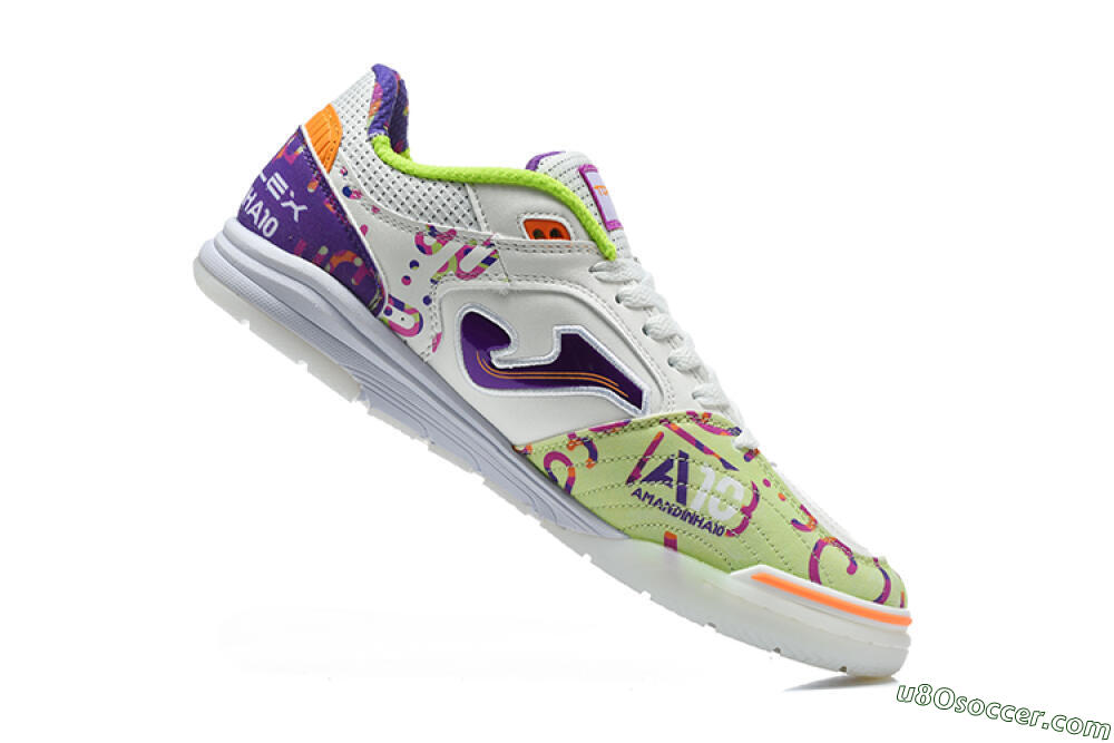 Joma Top Flex IC Indoor & Futsal Soccer Shoes - White/Multi-Color/Electric Purple 7