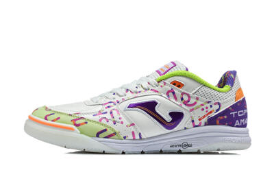 Joma Top Flex IC Indoor & Futsal Soccer Shoes - White/Multi-Color/Electric Purple