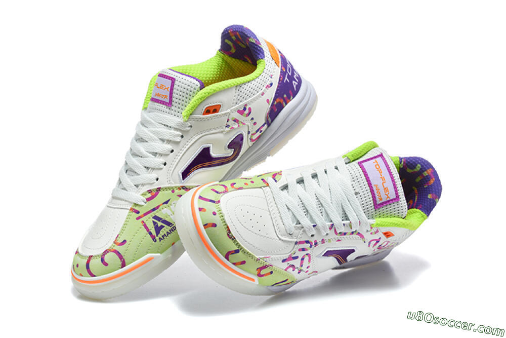 Joma Top Flex IC Indoor & Futsal Soccer Shoes - White/Multi-Color/Electric Purple 6