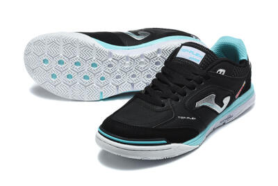 Joma Top Flex IC Indoor & Futsal Soccer Shoes - Black/Black/Turquoise