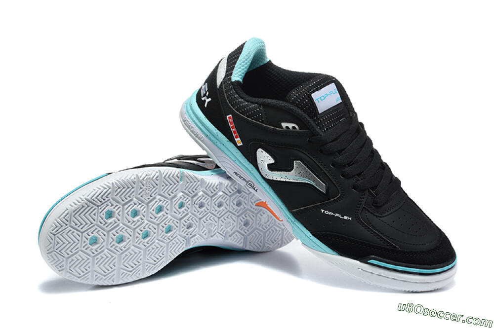 Joma Top Flex IC Indoor & Futsal Soccer Shoes - Black/Black/Turquoise 4