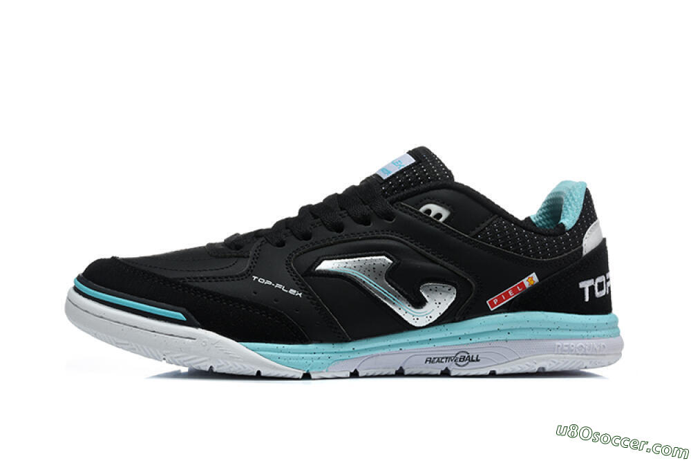 Joma Top Flex IC Indoor & Futsal Soccer Shoes - Black/Black/Turquoise 2
