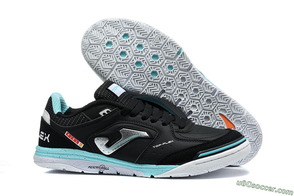 Joma Top Flex IC Indoor & Futsal Soccer Shoes - Black/Black/Turquoise 1