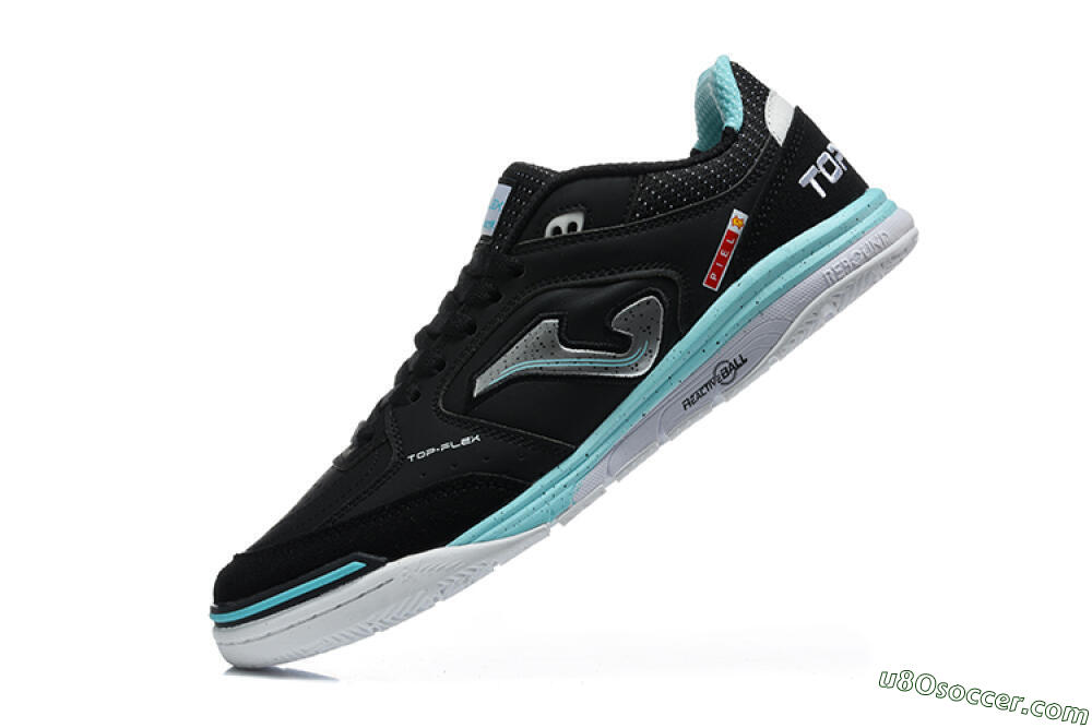 Joma Top Flex IC Indoor & Futsal Soccer Shoes - Black/Black/Turquoise 8