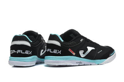 Joma Top Flex IC Indoor & Futsal Soccer Shoes - Black/Black/Turquoise