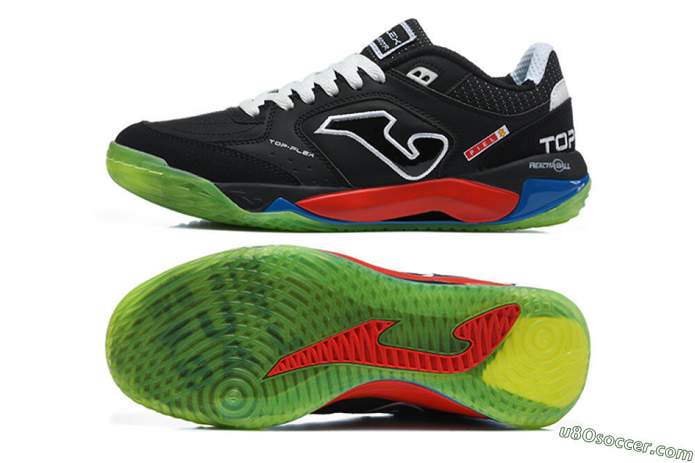 Joma Top Flex IC Indoor & Futsal Soccer Shoes - Black/Black/Neon Green 0