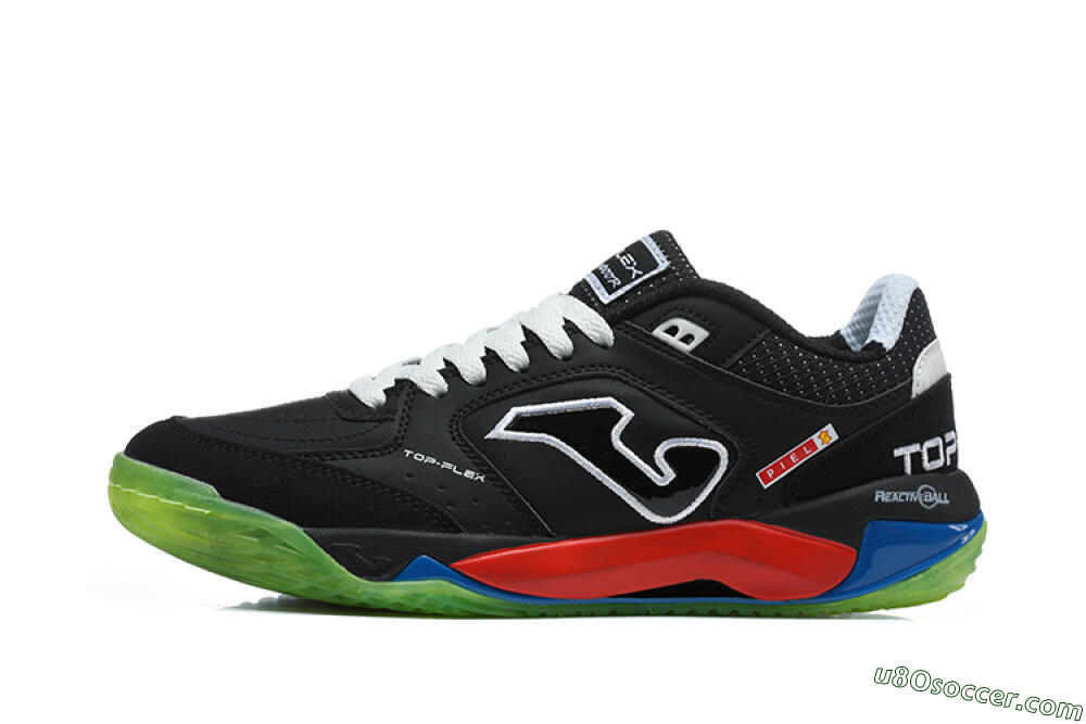 Joma Top Flex IC Indoor & Futsal Soccer Shoes - Black/Black/Neon Green 2