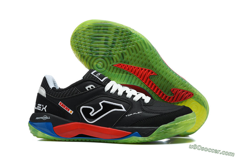 Joma Top Flex IC Indoor & Futsal Soccer Shoes - Black/Black/Neon Green 1