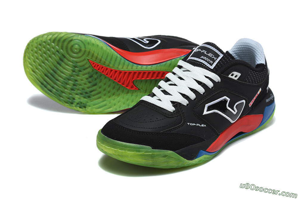Joma Top Flex IC Indoor & Futsal Soccer Shoes - Black/Black/Neon Green 3