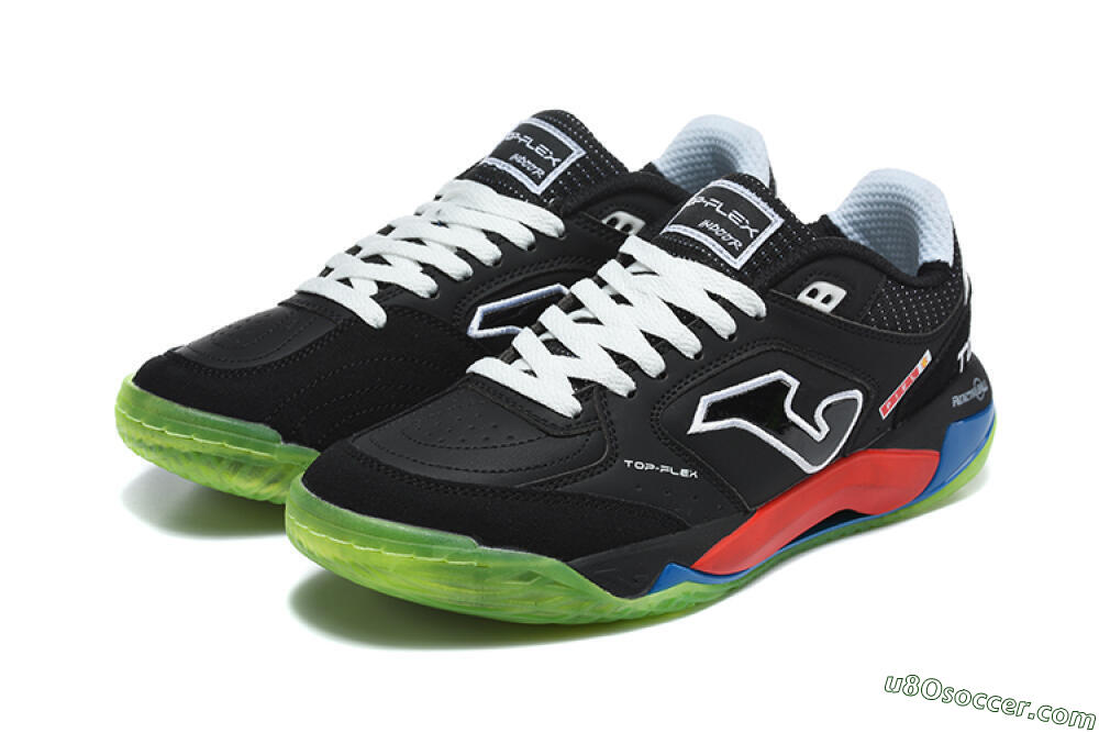 Joma Top Flex IC Indoor & Futsal Soccer Shoes - Black/Black/Neon Green 5