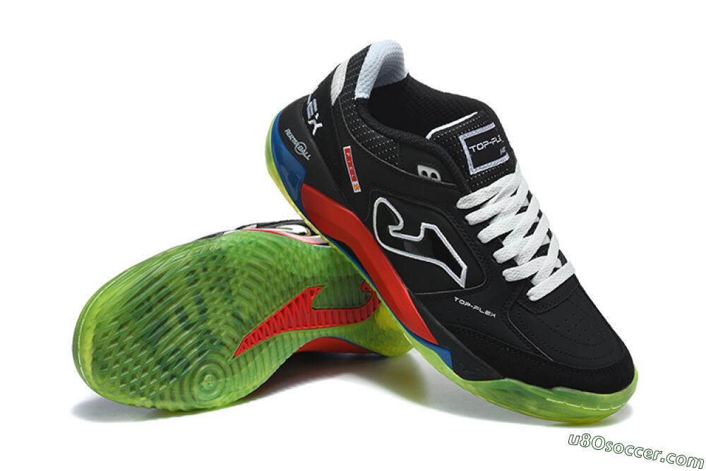 Joma Top Flex IC Indoor & Futsal Soccer Shoes - Black/Black/Neon Green 4
