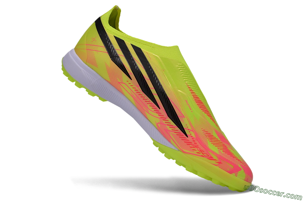 Adidas F50 Elite Laceless TF Artificial Turf Soccer Shoes - Yellow/Solar Yellow/Lucid Pink 5