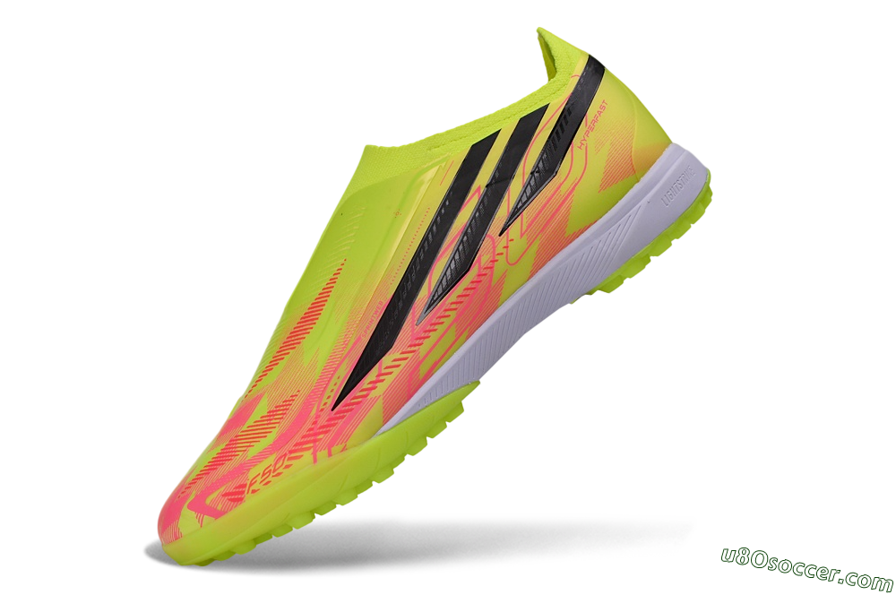 Adidas F50 Elite Laceless TF Artificial Turf Soccer Shoes - Yellow/Solar Yellow/Lucid Pink 6