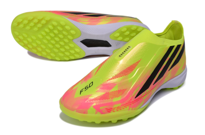 Adidas F50 Elite Laceless TF Artificial Turf Soccer Shoes - Yellow/Solar Yellow/Lucid Pink