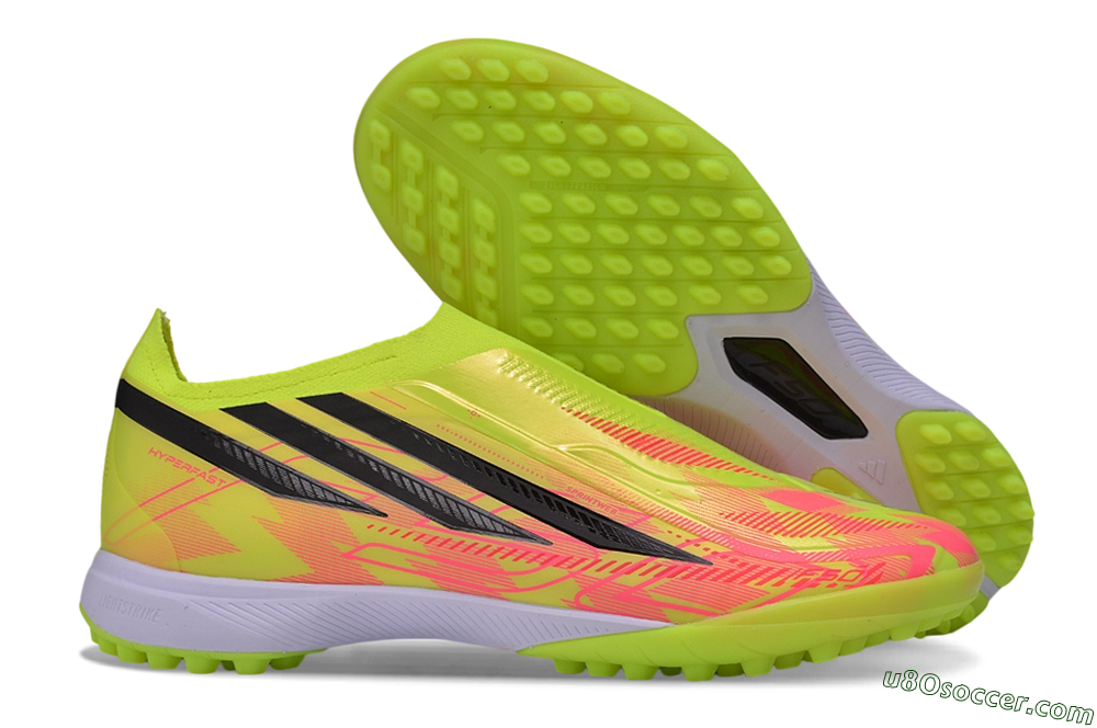 Adidas F50 Elite Laceless TF Artificial Turf Soccer Shoes - Yellow/Solar Yellow/Lucid Pink 1