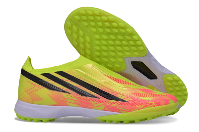 Adidas F50 Elite Laceless TF Artificial Turf Soccer Shoes - Yellow/Solar Yellow/Lucid Pink