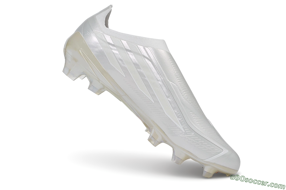 Adidas F50 Elite Laceless FG Firm Ground Soccer Cleats - White/Iridescent/Pearl 5