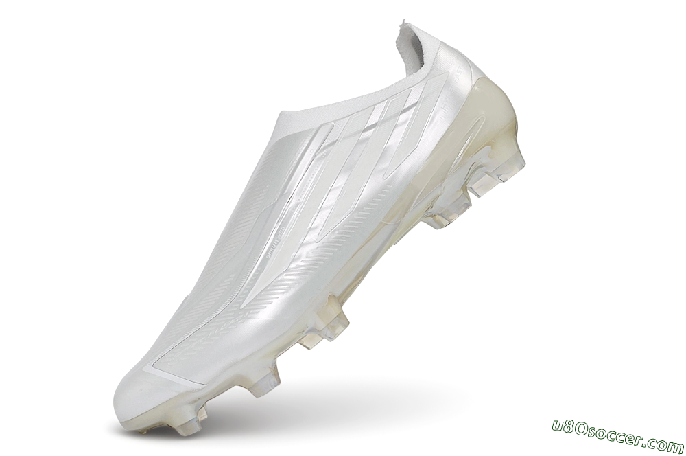 Adidas F50 Elite Laceless FG Firm Ground Soccer Cleats - White/Iridescent/Pearl 6