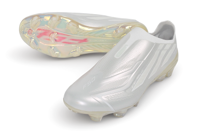 Adidas F50 Elite Laceless FG Firm Ground Soccer Cleats - White/Iridescent/Pearl