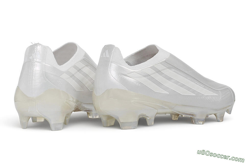 Adidas F50 Elite Laceless FG Firm Ground Soccer Cleats - White/Iridescent/Pearl 7