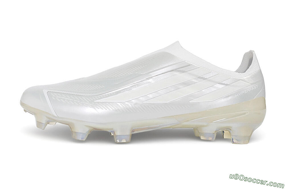 Adidas F50 Elite Laceless FG Firm Ground Soccer Cleats - White/Iridescent/Pearl 2
