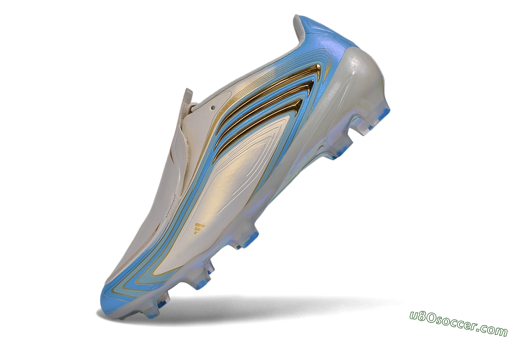 Messi x Adidas F50 Elite FG Firm Ground Soccer Cleats - White/Metallic Gold/Light Blue 5