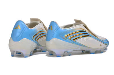 Messi x Adidas F50 Elite FG Firm Ground Soccer Cleats - White/Metallic Gold/Light Blue