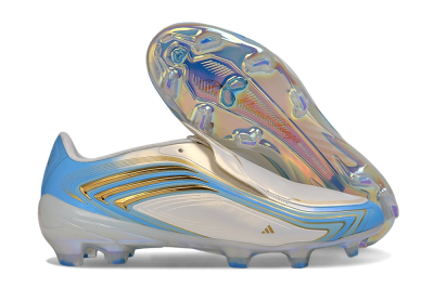 Messi x Adidas F50 Elite FG Firm Ground Soccer Cleats - White/Metallic Gold/Light Blue