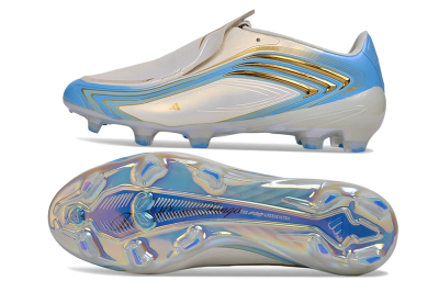 Messi x Adidas F50 Elite FG Firm Ground Soccer Cleats - White/Metallic Gold/Light Blue