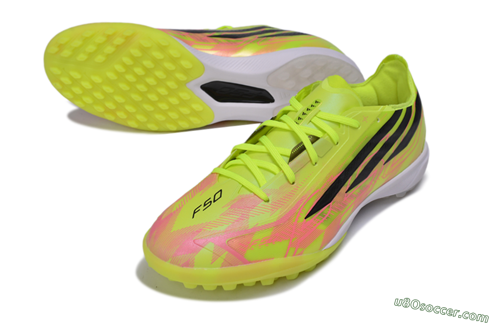 Adidas F50 Hyperfast Elite TF Artificial Turf Soccer Shoes - Yellow/Solar Yellow/Lucid Pink 3