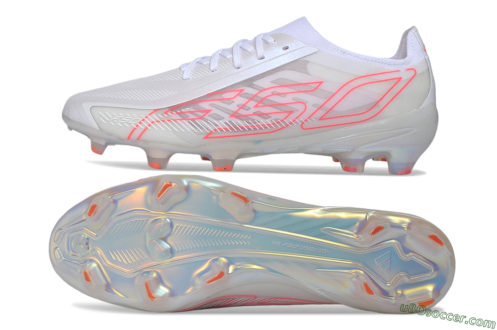 Adidas F50 Hyperfast Elite FG Firm Ground Soccer Cleats - White/Crystal White/Solar Red 0