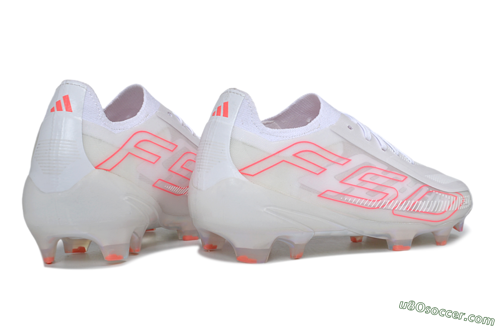 Adidas F50 Hyperfast Elite FG Firm Ground Soccer Cleats - White/Crystal White/Solar Red 6