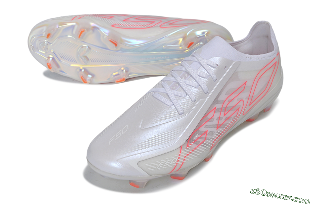 Adidas F50 Hyperfast Elite FG Firm Ground Soccer Cleats - White/Crystal White/Solar Red 3