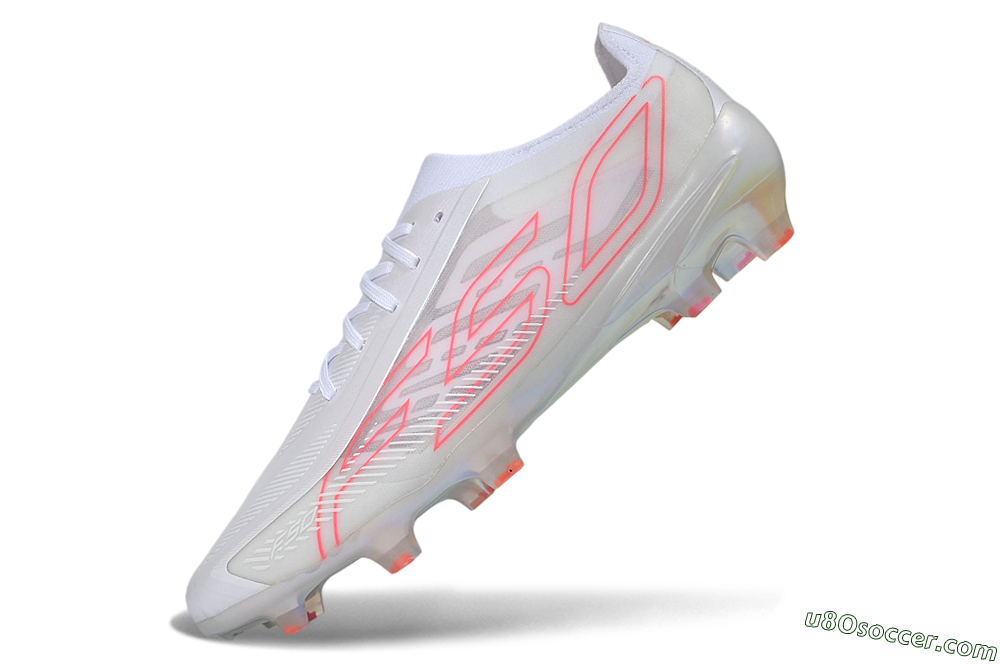 Adidas F50 Hyperfast Elite FG Firm Ground Soccer Cleats - White/Crystal White/Solar Red 5