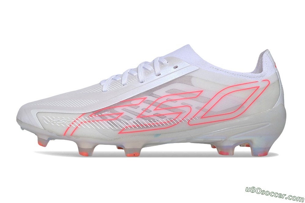 Adidas F50 Hyperfast Elite FG Firm Ground Soccer Cleats - White/Crystal White/Solar Red 2